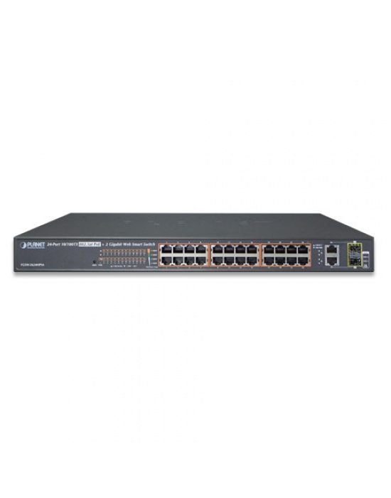 سوئیچ PoE شبکه 24 پورت Fast Ethernet با 2 اسلات SFP/mini-GBI و Gigabit Etherne قابل مدیریت Planet