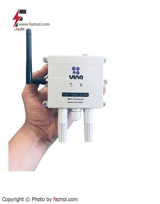 دیتالاگر پایش آنلاین دی اکسید کربن، دما و رطوبت محیط مدل viaq-CO2-MW01