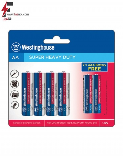باتری قلمی و نیم قلمی سوپر انرژی وستینگ هاوس 4+2
